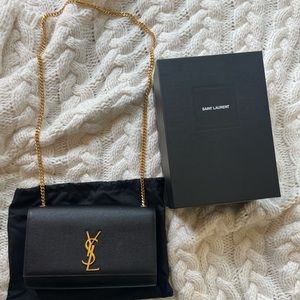 Saint Laurent Kate medium black leather chain bag